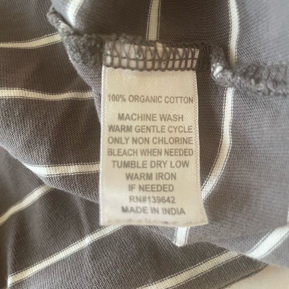 Mollusk Organic 100% Cotton Grey White Striped Pocket Tee – Men’s Large - Picture 4 of 7